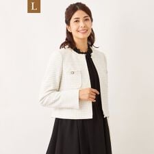 【L】リボンニットファンシー ノーカラージャケット