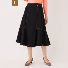 【L】ブラックデニム フレアスカート