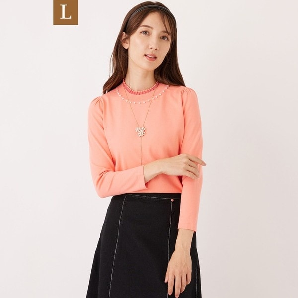 トゥービーシック ニット セーター 袖シフォン 無地 長袖 40 レース刺しゅうコンビ プルオーバーニット(トップス)｜TO BE CHIC