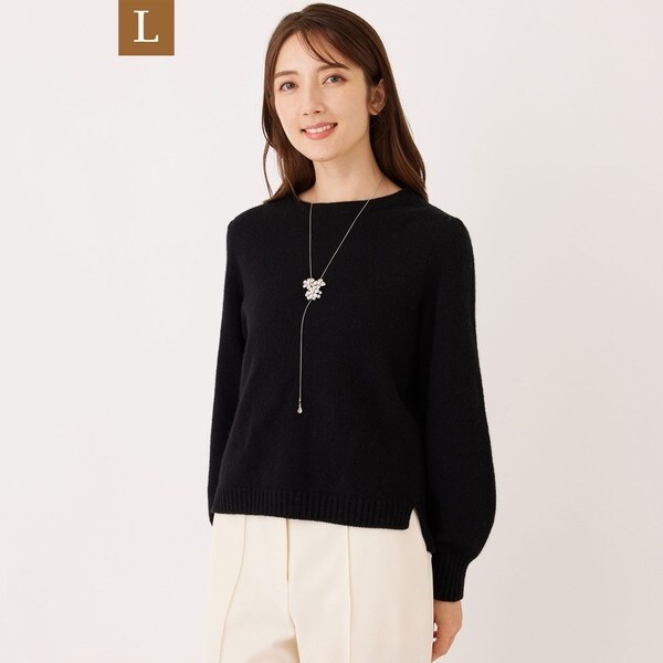 トゥービーシック ニット セーター 袖シフォン 無地 長袖 40 レース刺しゅうコンビ プルオーバーニット(トップス)｜TO BE CHIC