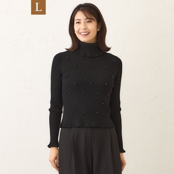 トゥービーシック ニット セーター 袖シフォン 無地 長袖 40 レース刺しゅうコンビ プルオーバーニット(トップス)｜TO BE CHIC