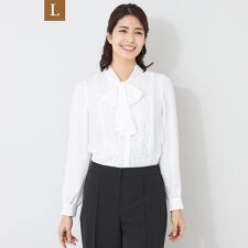 【L】フロントフラワー刺しゅう ブラウス