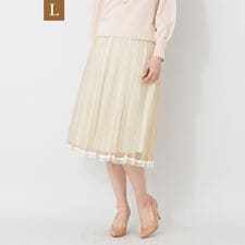 【L】配色レースプリーツ スカート