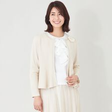 【L】ペプラムフレア ニットジャケット