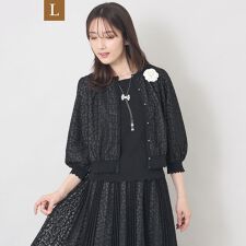 【L】ジャカードレースコンビ カーディガン
