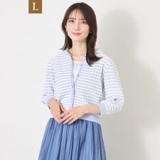 【L】エアリーボーダー ニットパーカー