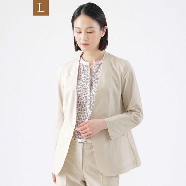 ミーサ　TRANSWORK ノーカラージャケット L ホワイト　新品未使用 ミーサ様専用 TRANSWORK ノーカラージャケット L ホワイト 新品