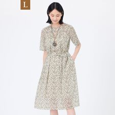 【L】【ウォッシャブル】シャドーフラワープリントワンピース