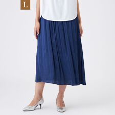 【L】【ウォッシャブル】プリーツ調バックサテンスカート