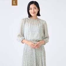 【L】【ウォッシャブル】ドットクレープブラウス