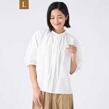 【L】【ウォッシャブル・接触冷感・UV・防シワ】ファンクションタイプライターブラウス