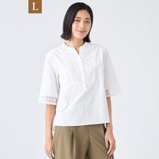 【L】【ウォッシャブル・接触冷感・UV・防シワ】ファンクションタイプライターブラウス