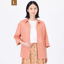 【L】【接触冷感】【ウォッシャブル】シルキーローンシャツブラウス