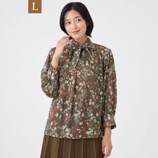 【L】【ウォッシャブル】BOHOプリントブラウス