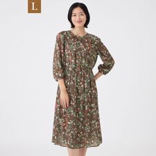 【L】【ウォッシャブル】BOHOプリントワンピース