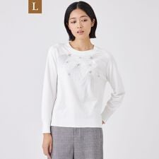 【L】【ウォッシャブル】ビジューニットプルオーバー