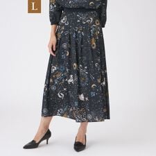 【L】【ウォッシャブル】コスモ柄プリントスカート