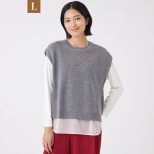 【L】【ウォッシャブル】エクストラファインウールジレ