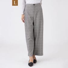 【L】【ウォッシャブル】グレンチェックパンツ