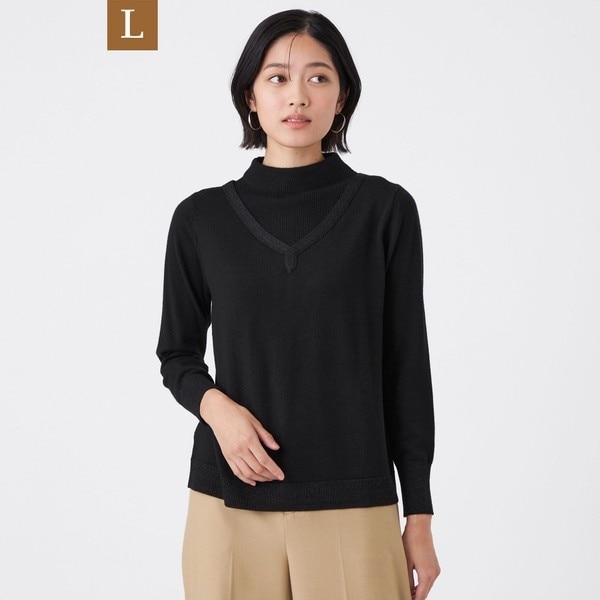 【L】【ウォッシャブル】エクストラファインウールプルオーバー