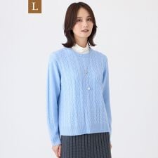 【L】【ウォッシャブル】ケーブルニットプルオーバー