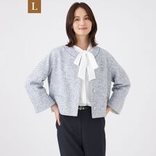 【L】【ウォッシャブル】ミックスツィードジャケット