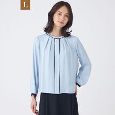 【L】【ウォッシャブル】バックサテンジョーゼットブラウス