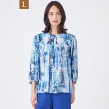【L】【ウォッシャブル】スプラッシュプリントブラウス