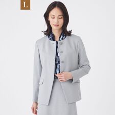 【L】【美シリーズ・ウォッシャブル】トリアセスビンダイアゴナルノーカラージャケット