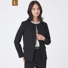 【L】【美シリーズ・ウォッシャブル】トリアセスビンダイアゴナルノーカラージャケット