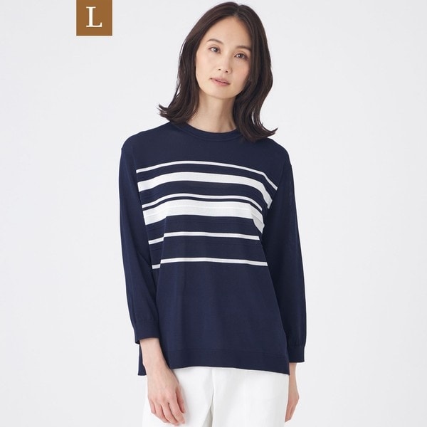 【L】【ウォッシャブル】シアーニットプルオーバー