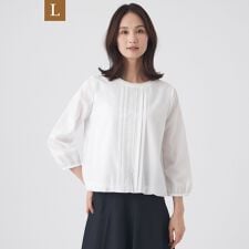 【L】【ウォッシャブル】ストレッチファイユブラウス