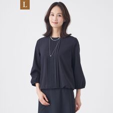 【L】【ウォッシャブル】ストレッチファイユブラウス