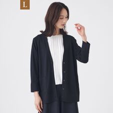 【L】【ウォッシャブル】ヴィスコースストレッチカーディガン