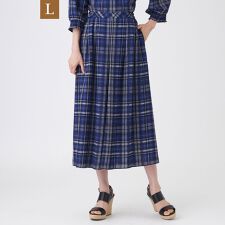 【L】【ウォッシャブル】シアーチェックプリントパンツ