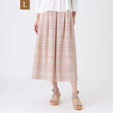 【L】【ウォッシャブル】シアーチェックプリントパンツ