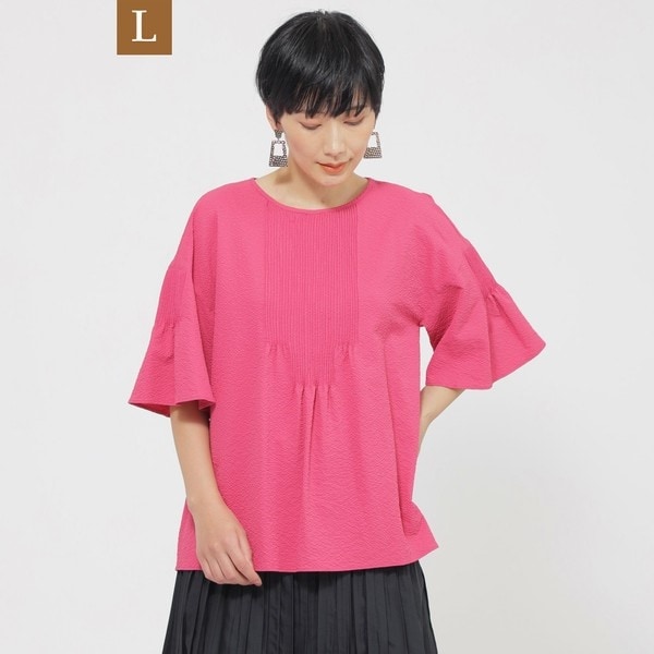 ブラウス シャツ 「L」「カタログ掲載品」「1枚で決まる」「ウォッシャブル」サッカーストレッチフレアブラウス レディース L】【カタログ掲載品】【1枚で決まる】【ウォッシャブル