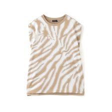 【L】【カタログ掲載品】【ウォッシャブル】アニマルカットジャカードノースリーブカットソー