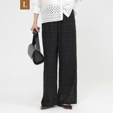 【L】【カタログ掲載品】【ウォッシャブル】タイルエンブロイダリーパンツ