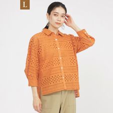 【L】【カタログ掲載品】【ウォッシャブル】タイルエンブロイダリーブラウス