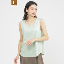 【L】【ウォシャブル】【接触冷感】シルケットコットンタンクトップ