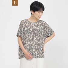 【L】【接触冷感】【ウォシャブル】クールレオパードカットソー
