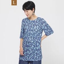 【L】【接触冷感】【ウォシャブル】クールレオパードチュニックカットソー