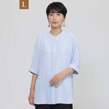 エヴェックス バイ クリツィア(EVEX by KRIZIA)の【L】【夏でもさらっと】【吸水速乾】【ウォシャブル】バックサテンジョーゼットブラウス