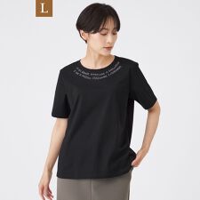 エヴェックス バイ クリツィア(EVEX by KRIZIA)の【L】【接触冷感】【ウォッシャブル】ネックエンブロイダリーカットソー
