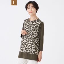 【L】【接触冷感】【UV対策】【マシンウォッシャブル】カモフラパンサーチュニックカットソー