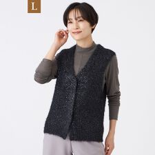 【L】【ウォッシャブル】メタリックヤーンニットベスト
