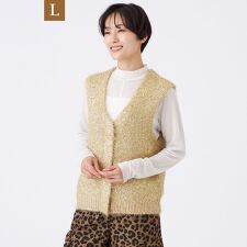 【L】【ウォッシャブル】メタリックヤーンニットベスト