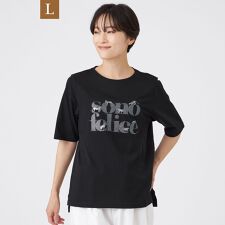 【L】【接触冷感】【ウォッシャブル】グリッターロゴプリントカットソー