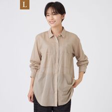 【L】【接触冷感】【ウォッシャブル】シアーボイルロングシャツ